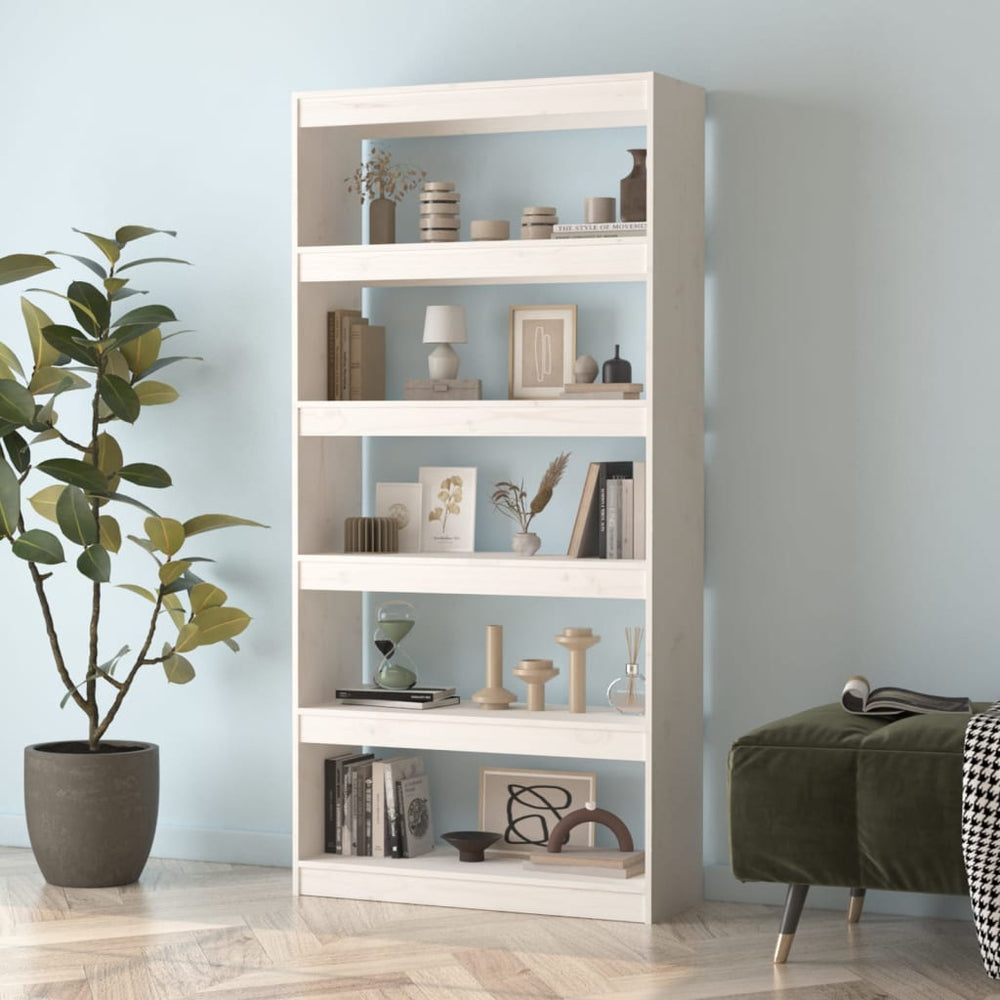 Boekenkast/kamerscherm 80x30x167,4 cm massief grenenhout wit MeubelReus