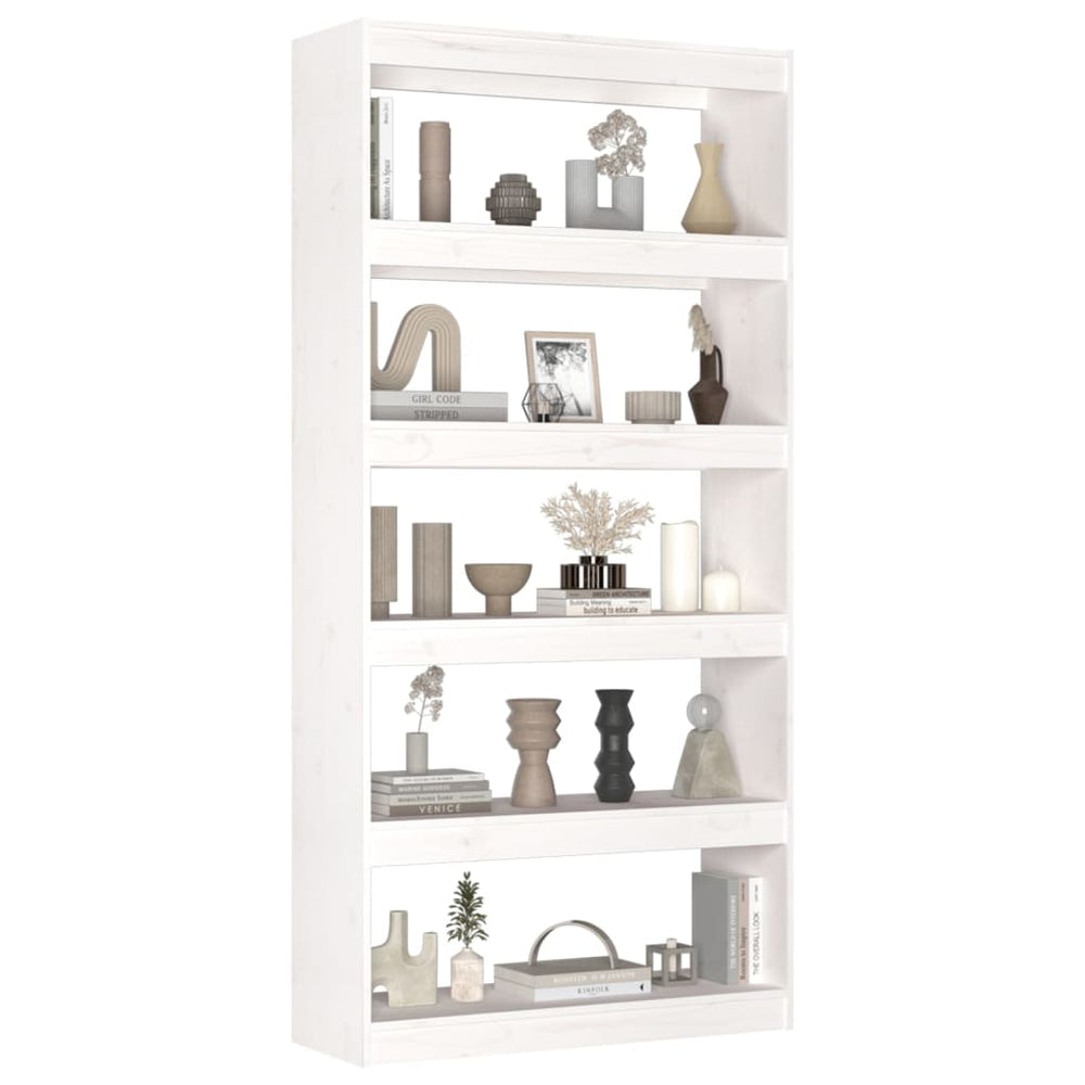 Boekenkast/kamerscherm 80x30x167,4 cm massief grenenhout wit MeubelReus