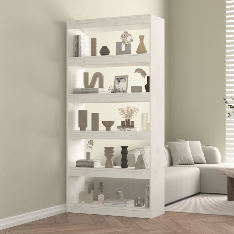Boekenkast/kamerscherm 80x30x167,4 cm massief grenenhout wit MeubelReus