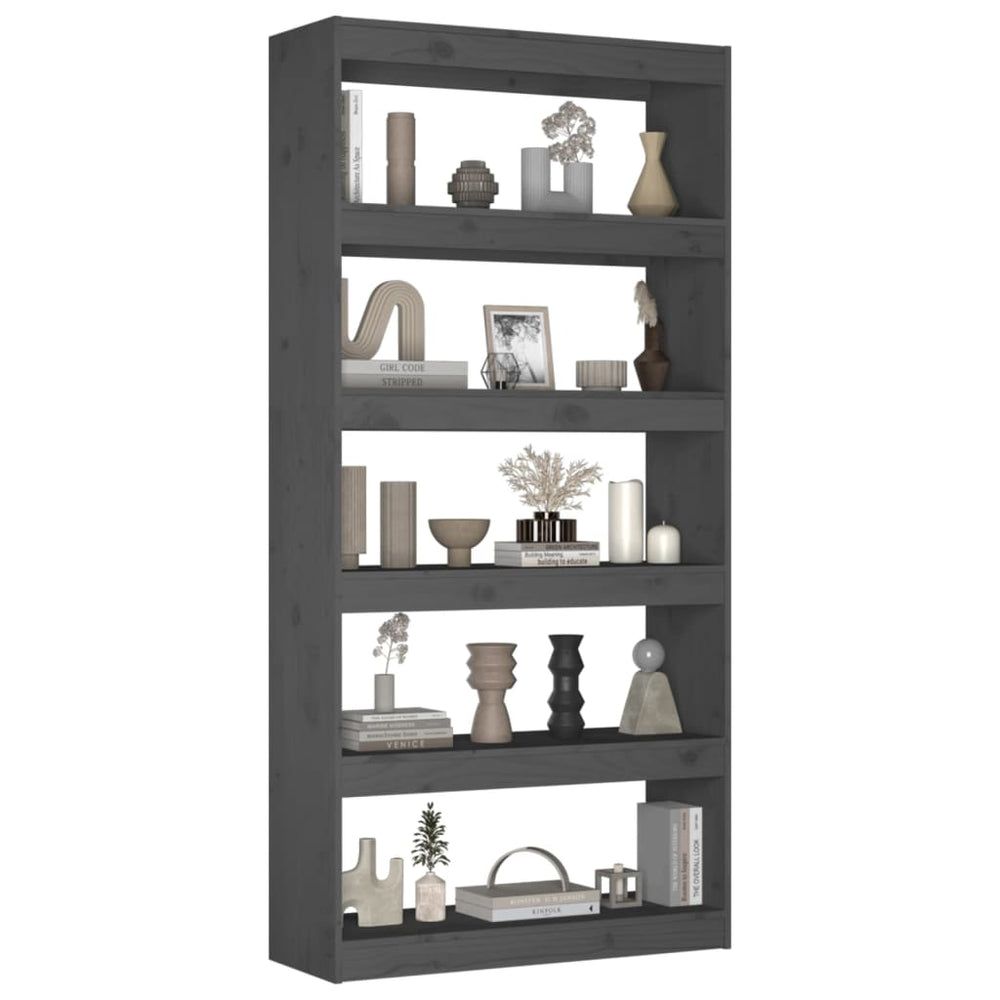 Boekenkast/kamerscherm 80x30x167,4 cm massief grenenhout grijs MeubelReus