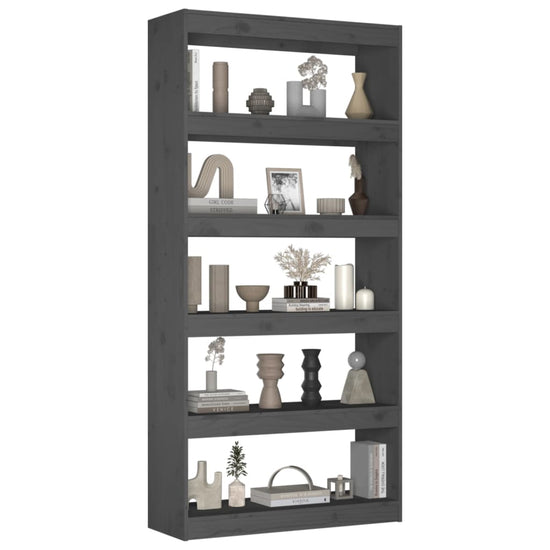 Boekenkast/kamerscherm 80x30x167,4 cm massief grenenhout grijs MeubelReus