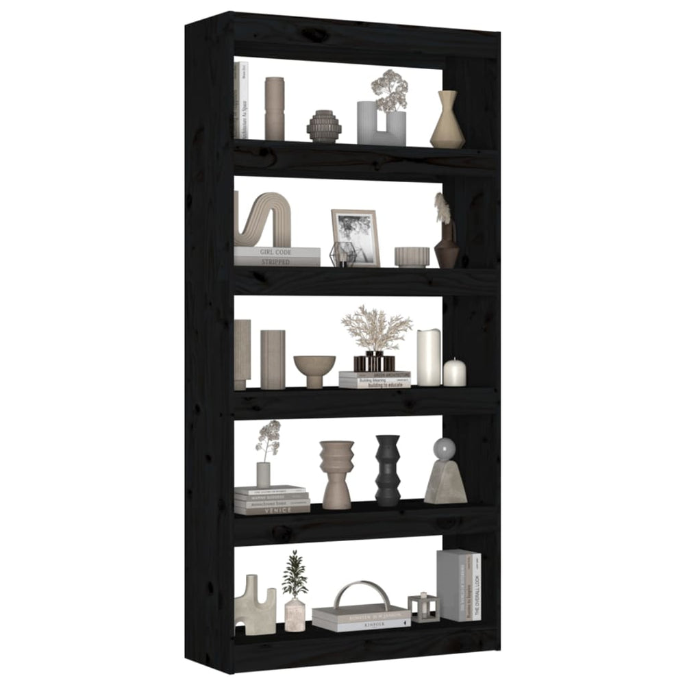 Boekenkast/kamerscherm 80x30x167,4 cm massief grenenhout zwart MeubelReus
