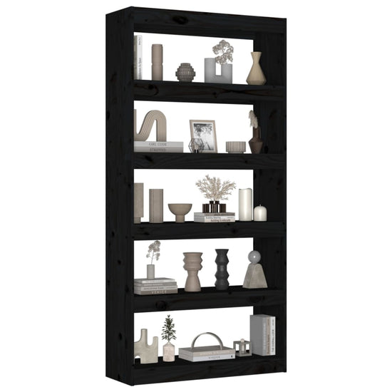 Boekenkast/kamerscherm 80x30x167,4 cm massief grenenhout zwart MeubelReus