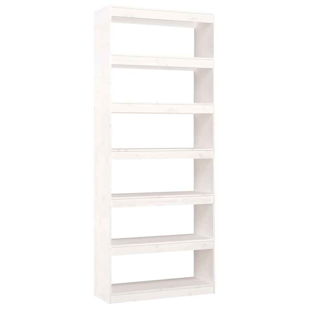 Boekenkast/kamerscherm 80x30x199,5 cm massief grenenhout wit MeubelReus