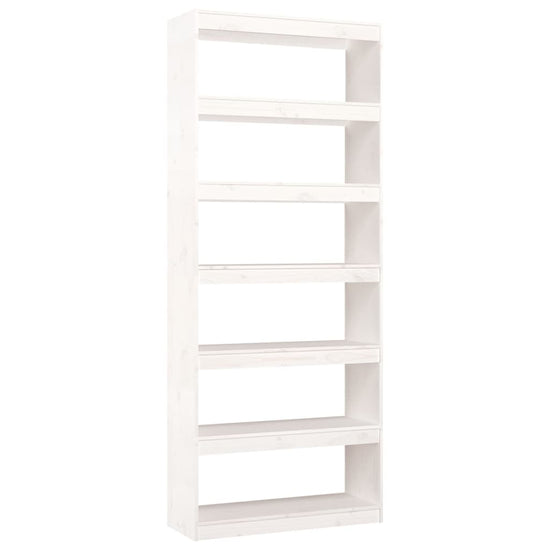 Boekenkast/kamerscherm 80x30x199,5 cm massief grenenhout wit MeubelReus