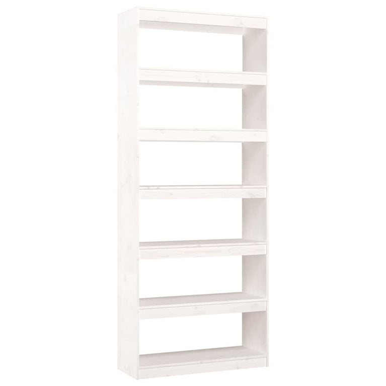 Boekenkast/kamerscherm 80x30x199,5 cm massief grenenhout wit MeubelReus