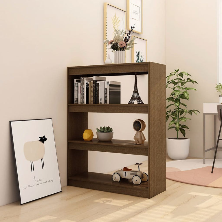 Boekenkast/kamerscherm 100x30x103 cm grenenhout honingbruin MeubelReus