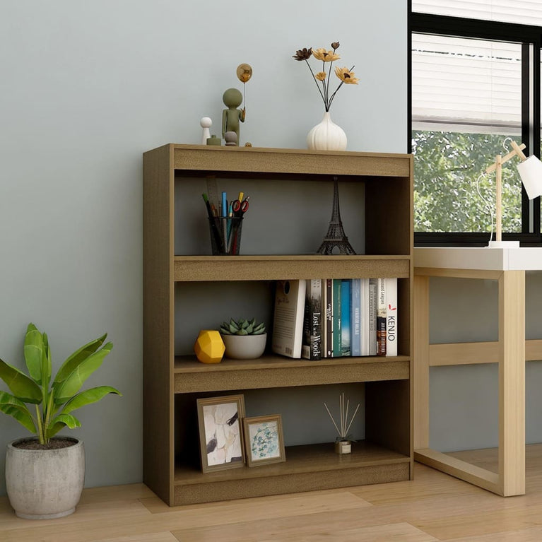 Boekenkast/kamerscherm 100x30x103 cm grenenhout honingbruin MeubelReus