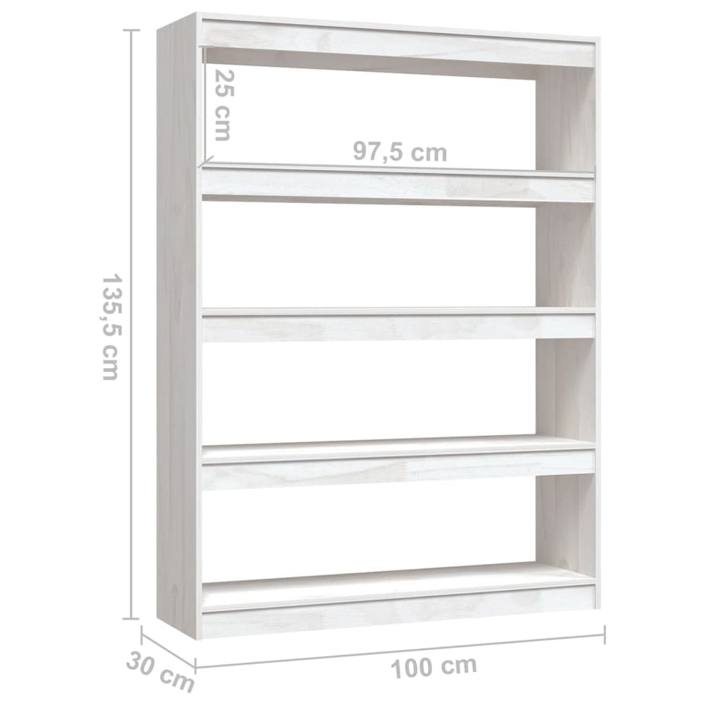 Boekenkast/kamerscherm 100x30x135,5 cm massief grenenhout wit MeubelReus