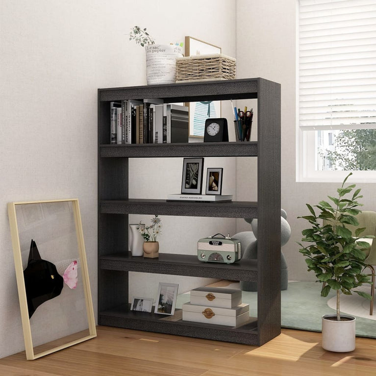 Boekenkast/kamerscherm 100x30x135,5 cm massief grenenhout grijs MeubelReus