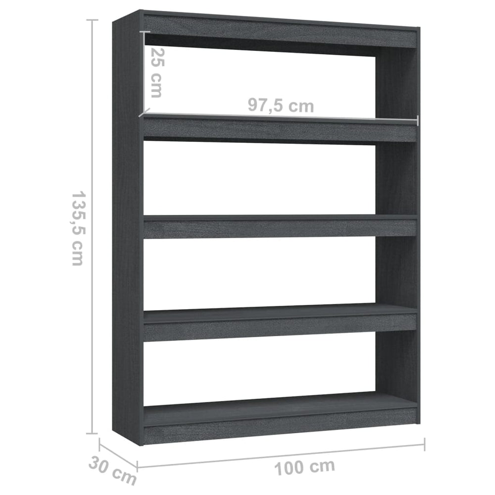 Boekenkast/kamerscherm 100x30x135,5 cm massief grenenhout grijs MeubelReus