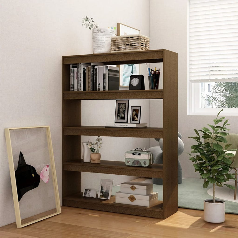 Boekenkast/kamerscherm 100x30x135,5 cm grenenhout honingbruin MeubelReus
