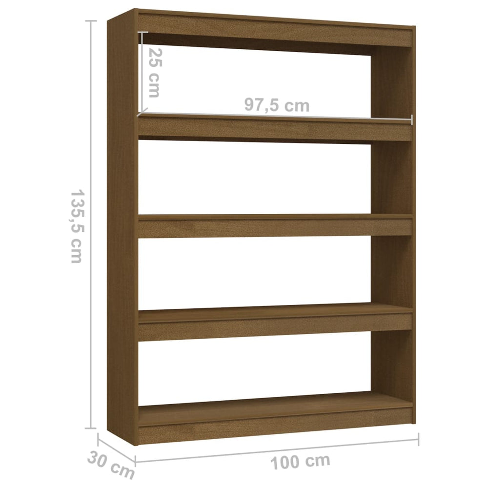 Boekenkast/kamerscherm 100x30x135,5 cm grenenhout honingbruin MeubelReus