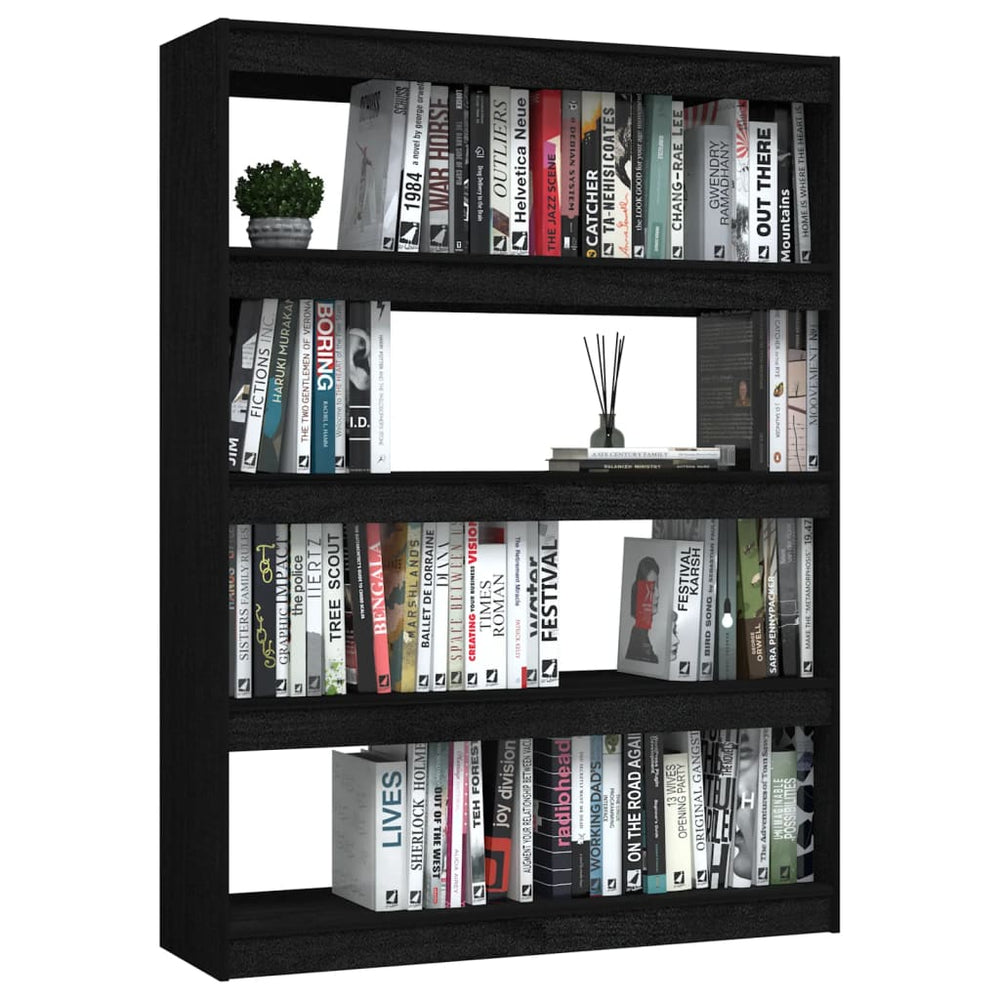 Boekenkast/kamerscherm 100x30x135,5 cm massief grenenhout zwart MeubelReus