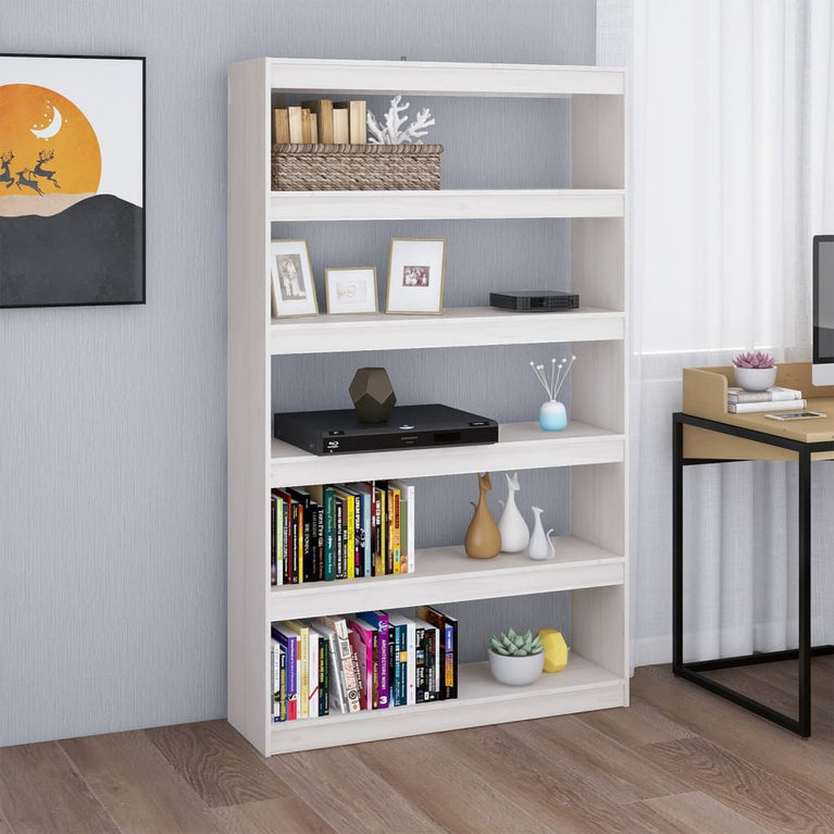 Boekenkast/kamerscherm 100x30x167,5 cm massief grenenhout wit MeubelReus