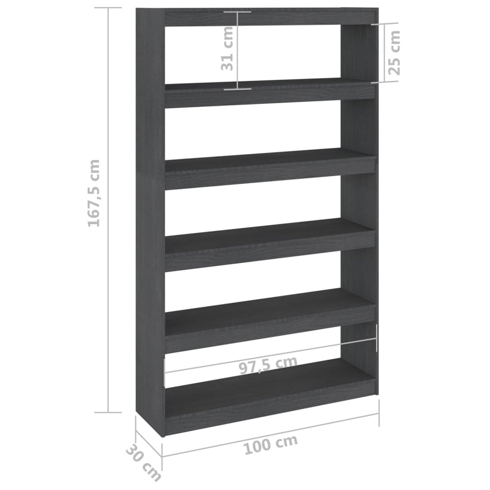 Boekenkast/kamerscherm 100x30x167,5 cm massief grenenhout grijs MeubelReus
