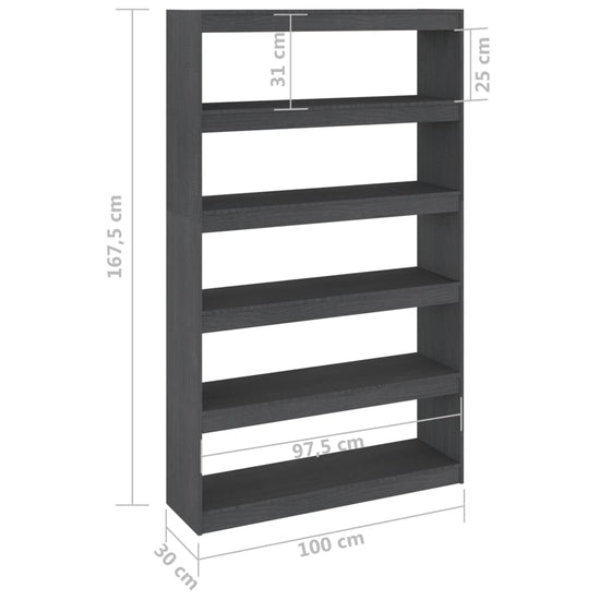 Boekenkast/kamerscherm 100x30x167,5 cm massief grenenhout grijs MeubelReus