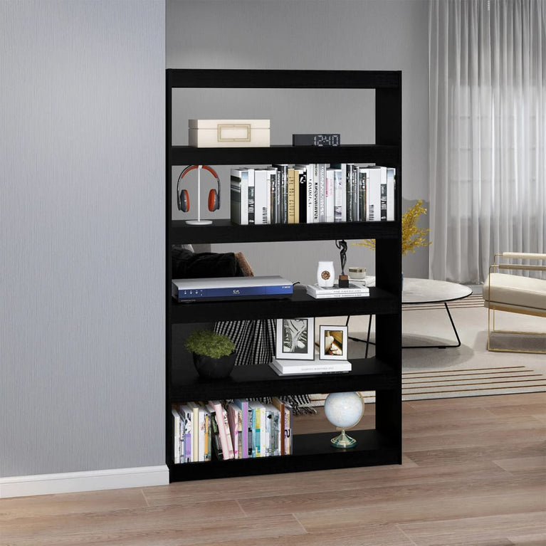 Boekenkast/kamerscherm 100x30x167,5 cm massief grenenhout zwart MeubelReus