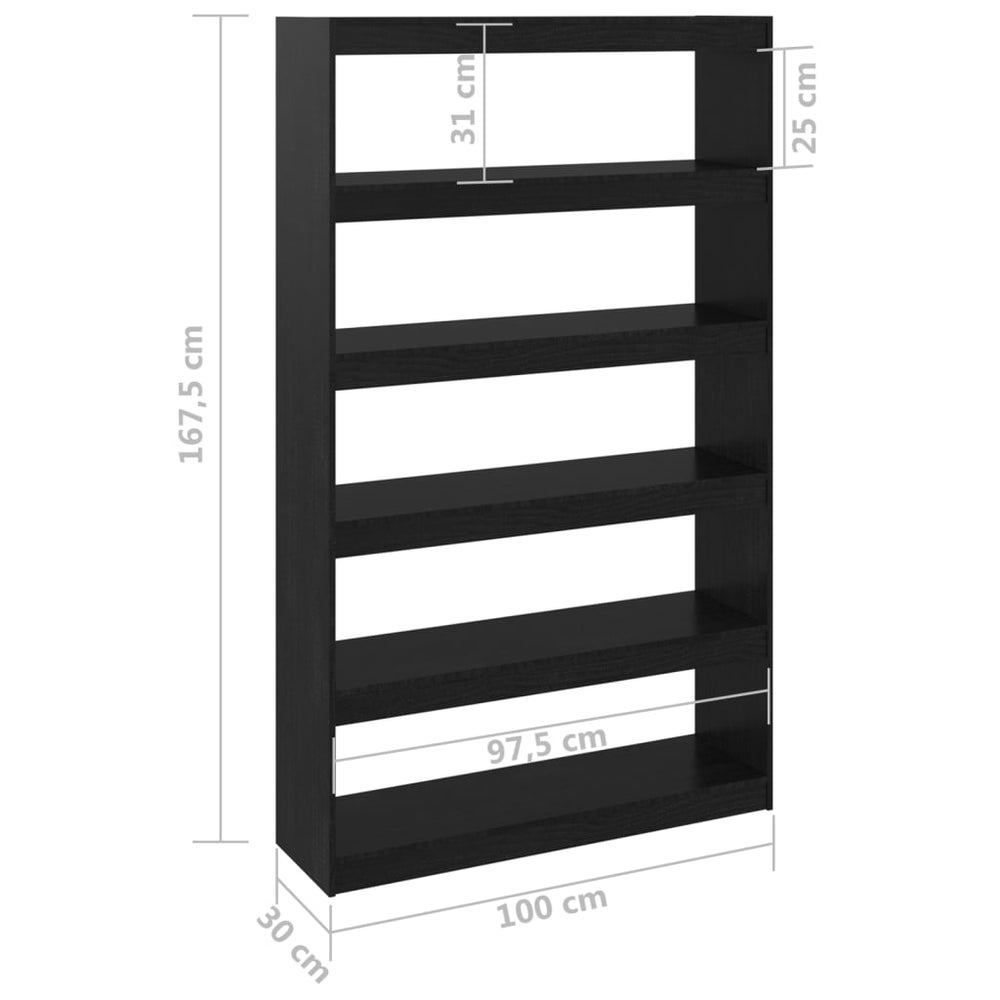 Boekenkast/kamerscherm 100x30x167,5 cm massief grenenhout zwart MeubelReus