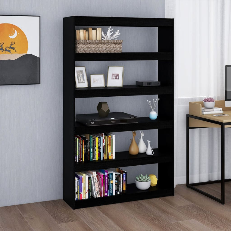 Boekenkast/kamerscherm 100x30x167,5 cm massief grenenhout zwart MeubelReus