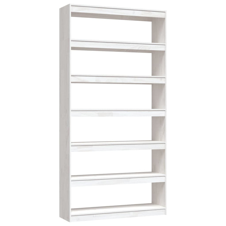 Boekenkast/kamerscherm 100x30x200 cm massief grenenhout wit