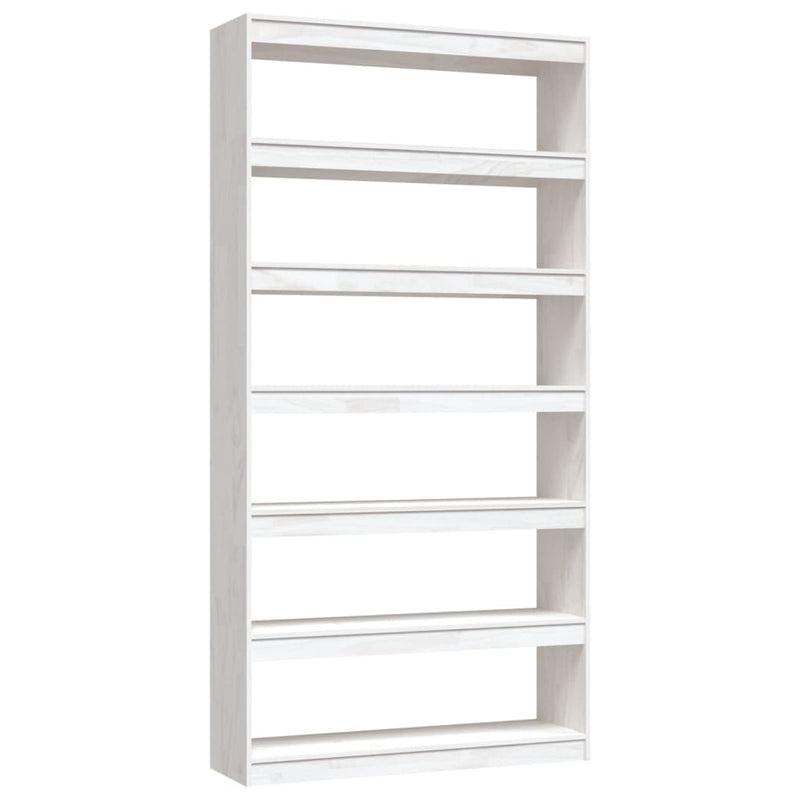 Boekenkast/kamerscherm 100x30x200 cm massief grenenhout wit