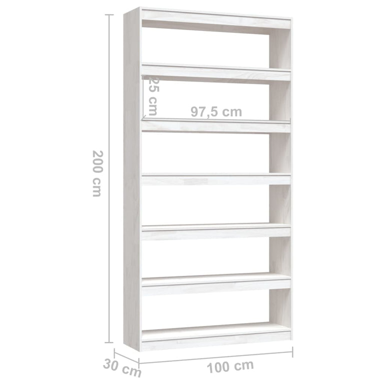 Boekenkast/kamerscherm 100x30x200 cm massief grenenhout wit
