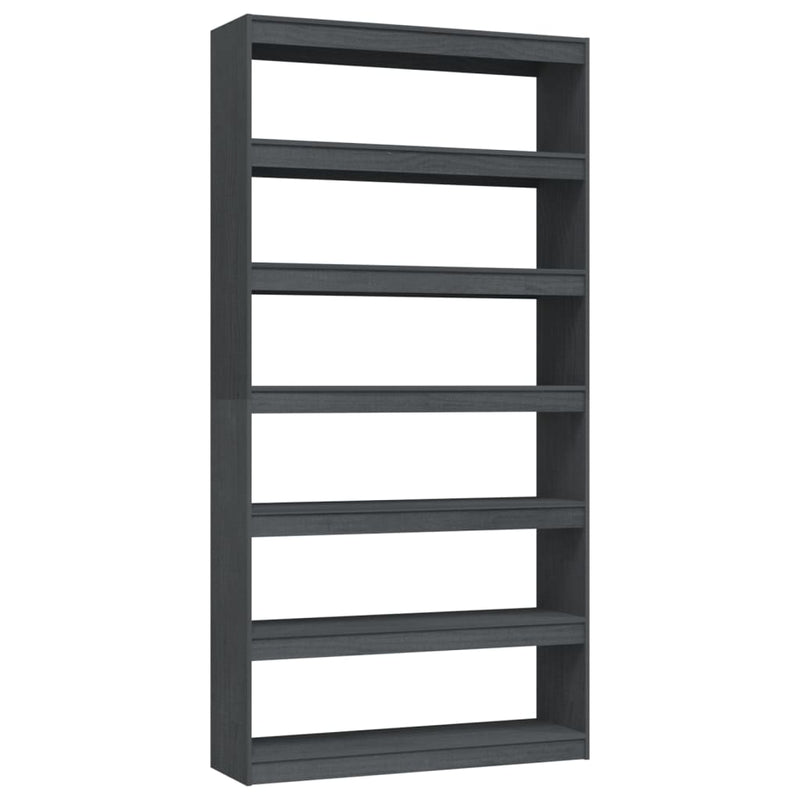 Boekenkast/kamerscherm 100x30x200 cm massief grenenhout grijs