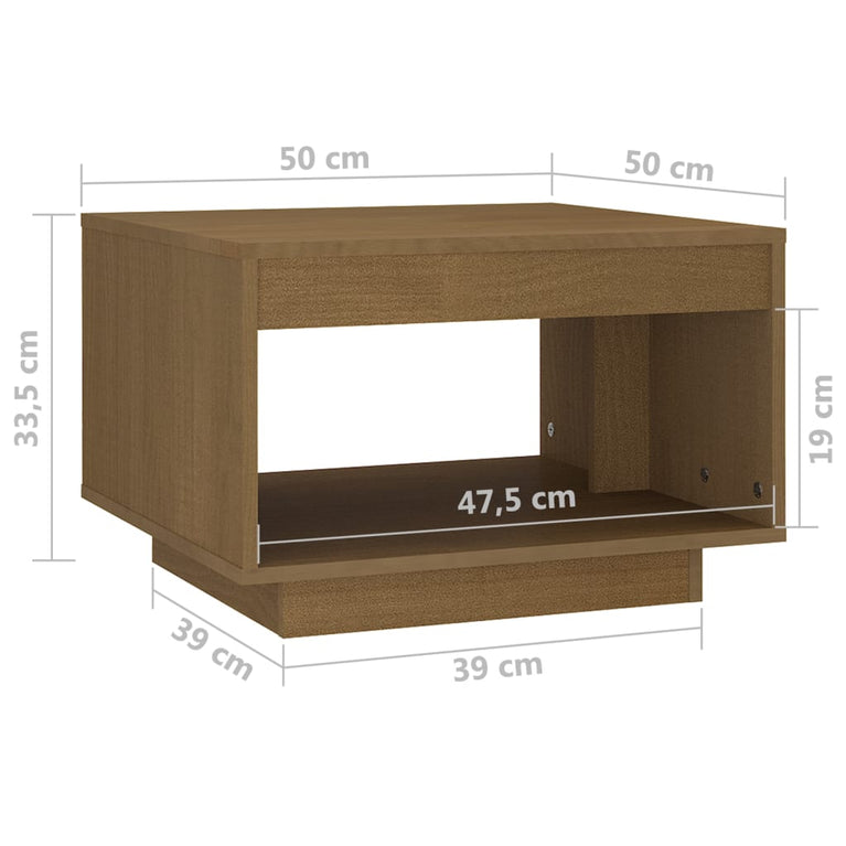 Salontafel 50x50x33,5 cm massief grenenhout honingbruin MeubelReus