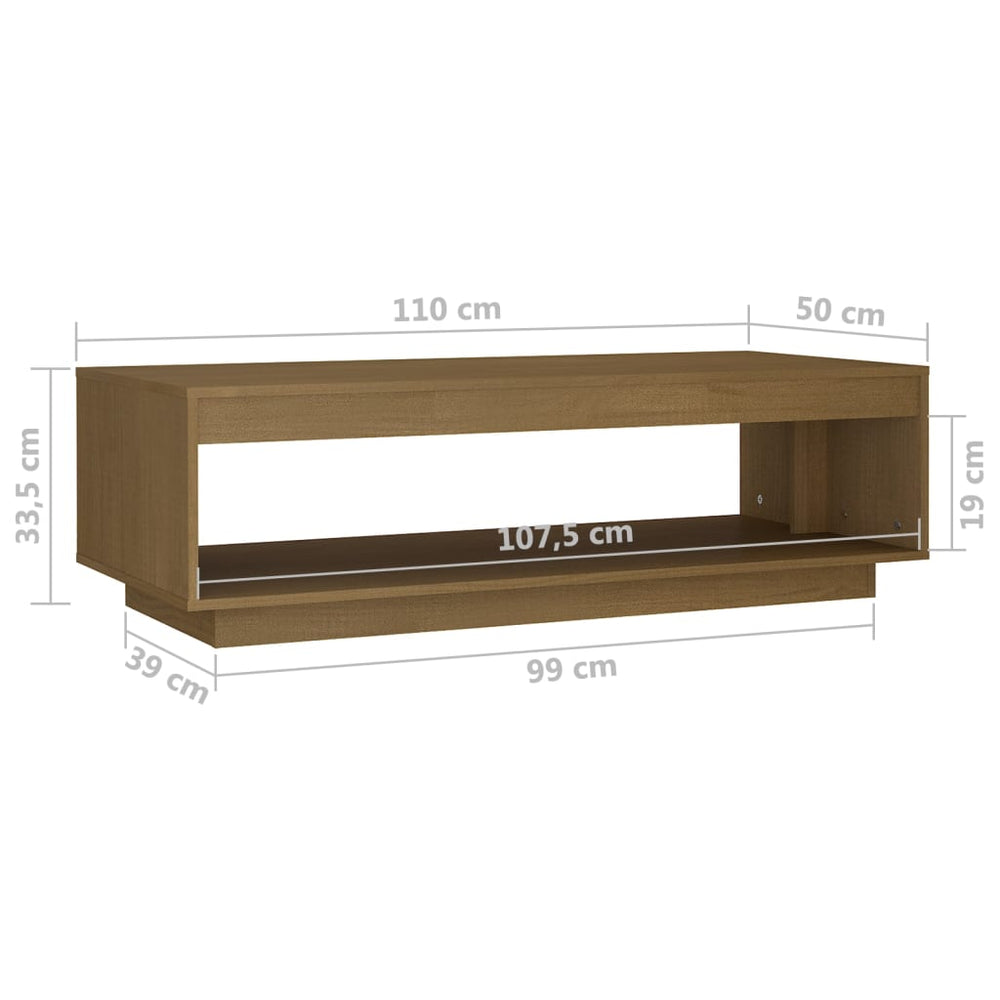 Salontafel 110x50x33,5 cm massief grenenhout honingbruin MeubelReus