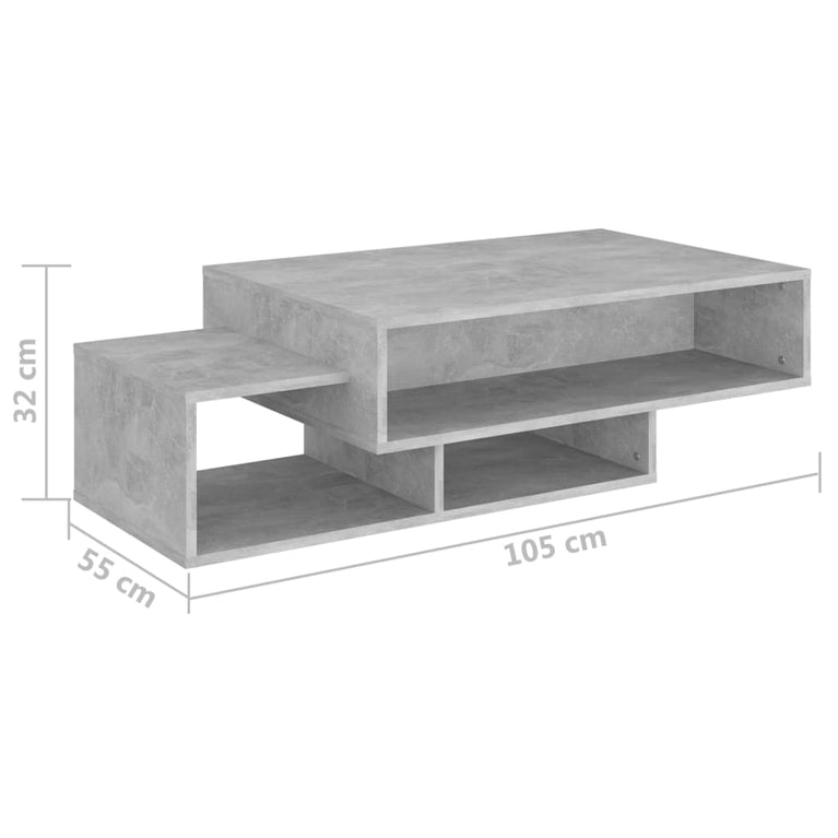Salontafel 105x55x32 cm spaanplaat betongrijs MeubelReus
