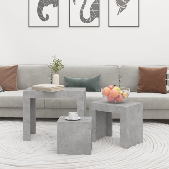 3-delige Salontafelset spaanplaat betongrijs MeubelReus