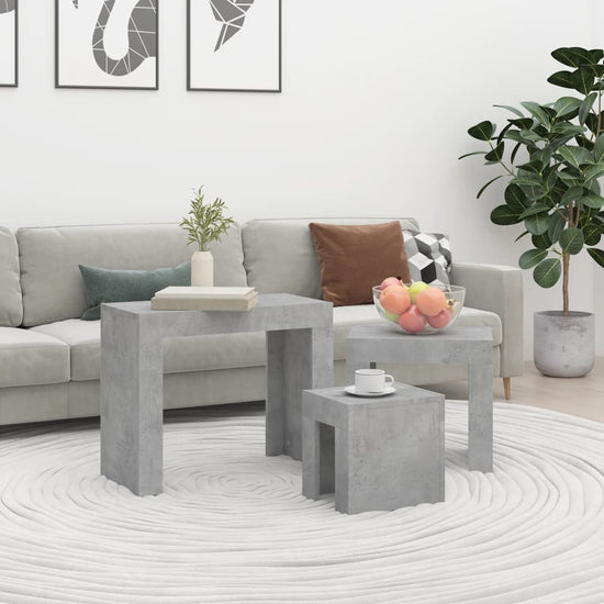 3-delige Salontafelset spaanplaat betongrijs MeubelReus