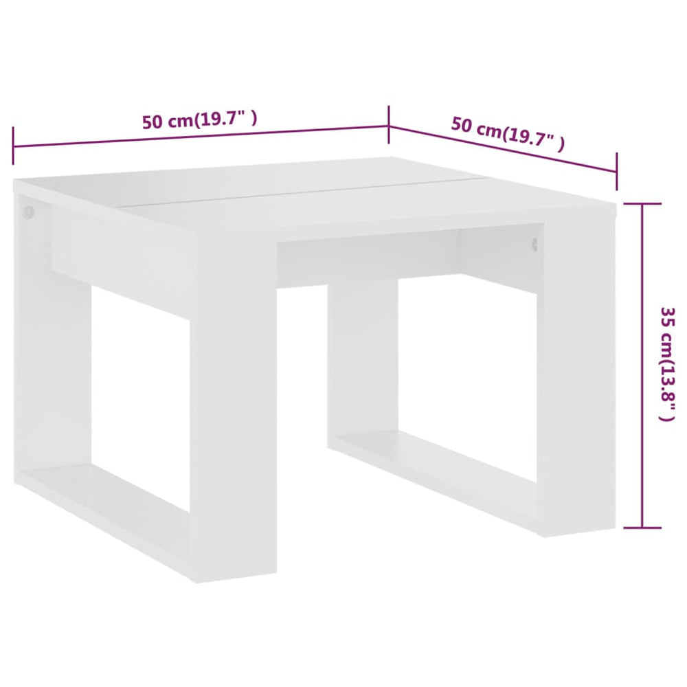 Bijzettafel 50x50x35 cm bewerkt hout wit MeubelReus