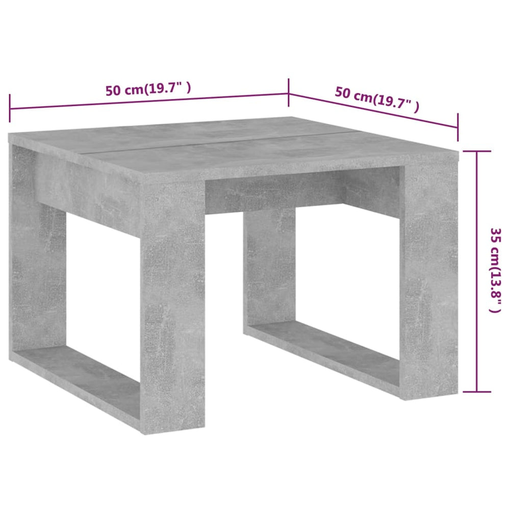 Bijzettafel 50x50x35 cm spaanplaat betongrijs MeubelReus