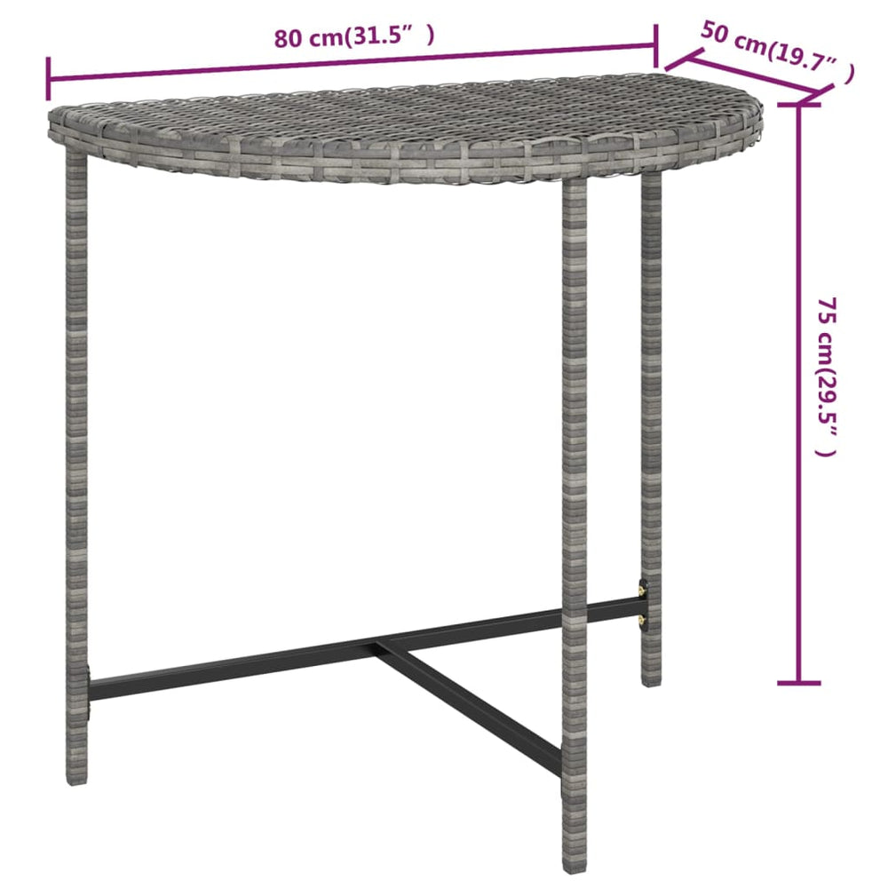 Tuintafel 80x50x75 cm poly rattan grijs MeubelReus