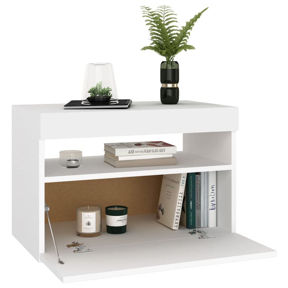 Nachtkastjes 2 st LED-verlichting 60x35x40 cm bewerkt hout wit MeubelReus