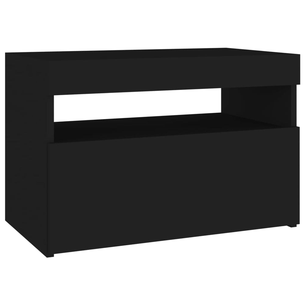 Nachtkastje 2 st LED-verlichting 60x35x40 cm bewerkt hout zwart MeubelReus