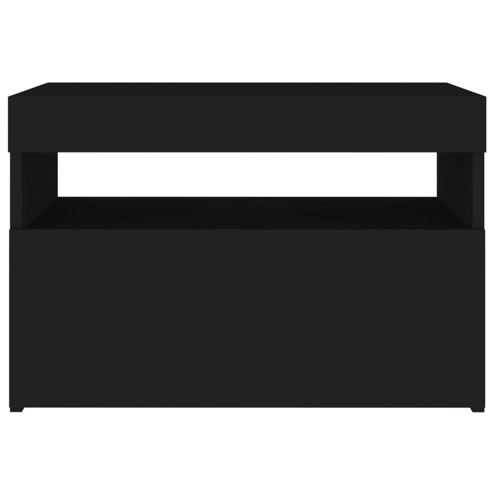 Nachtkastje 2 st LED-verlichting 60x35x40 cm bewerkt hout zwart MeubelReus