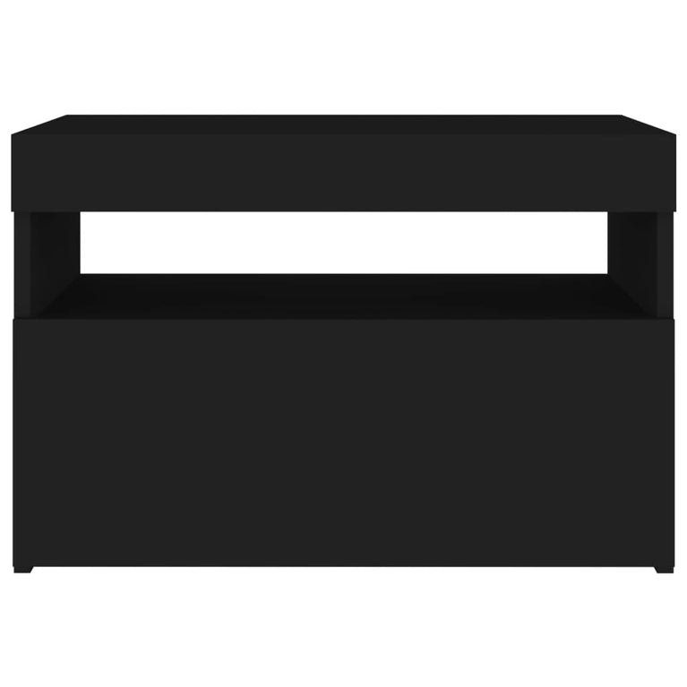 Nachtkastje 2 st LED-verlichting 60x35x40 cm bewerkt hout zwart MeubelReus
