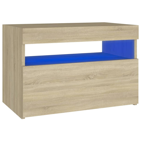 Nachtkastje LED-verlichting 60x35x40 cm bewerkt hout sonoma eik MeubelReus