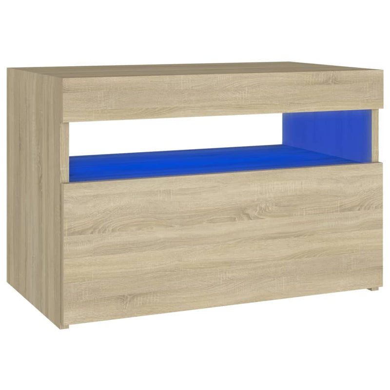 Nachtkastje LED-verlichting 60x35x40 cm bewerkt hout sonoma eik MeubelReus