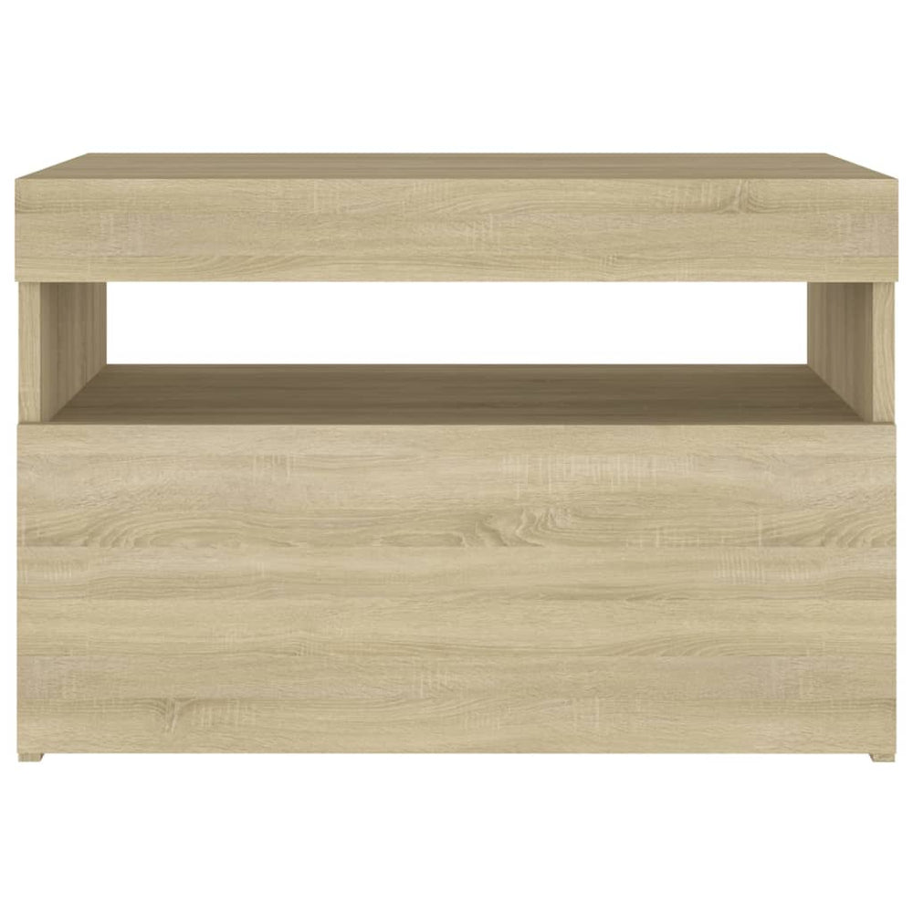 Nachtkastje LED-verlichting 60x35x40 cm bewerkt hout sonoma eik MeubelReus