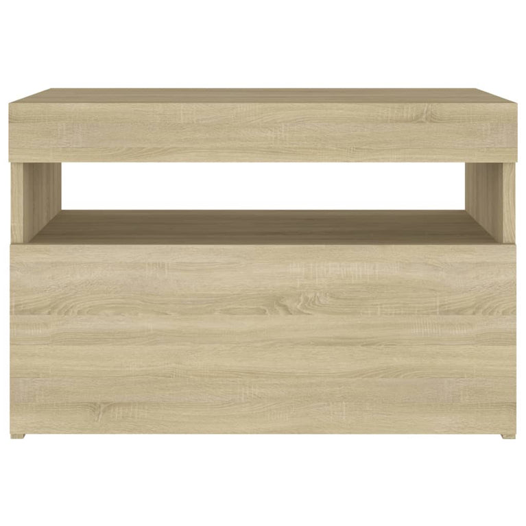 Nachtkastje LED-verlichting 60x35x40 cm bewerkt hout sonoma eik MeubelReus