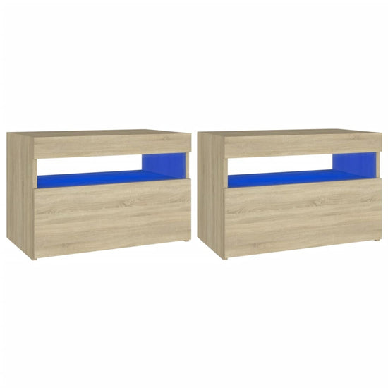Nachtkastjes 2 st LED-verlichting 60x35x40 cm sonoma eikenkleur MeubelReus