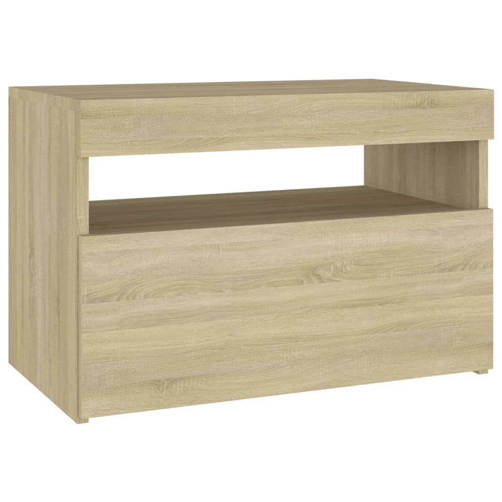 Nachtkastjes 2 st LED-verlichting 60x35x40 cm sonoma eikenkleur MeubelReus