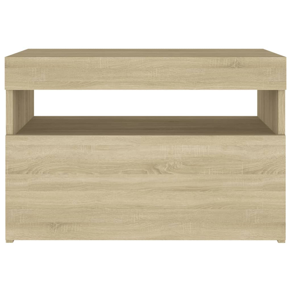 Nachtkastjes 2 st LED-verlichting 60x35x40 cm sonoma eikenkleur MeubelReus