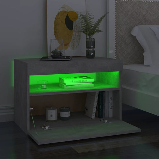Nachtkastje met LED-verlichting 60x35x40 cm betongrijs MeubelReus