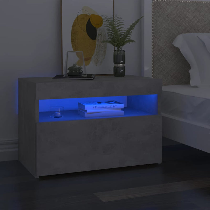 Nachtkastje met LED-verlichting 60x35x40 cm betongrijs MeubelReus
