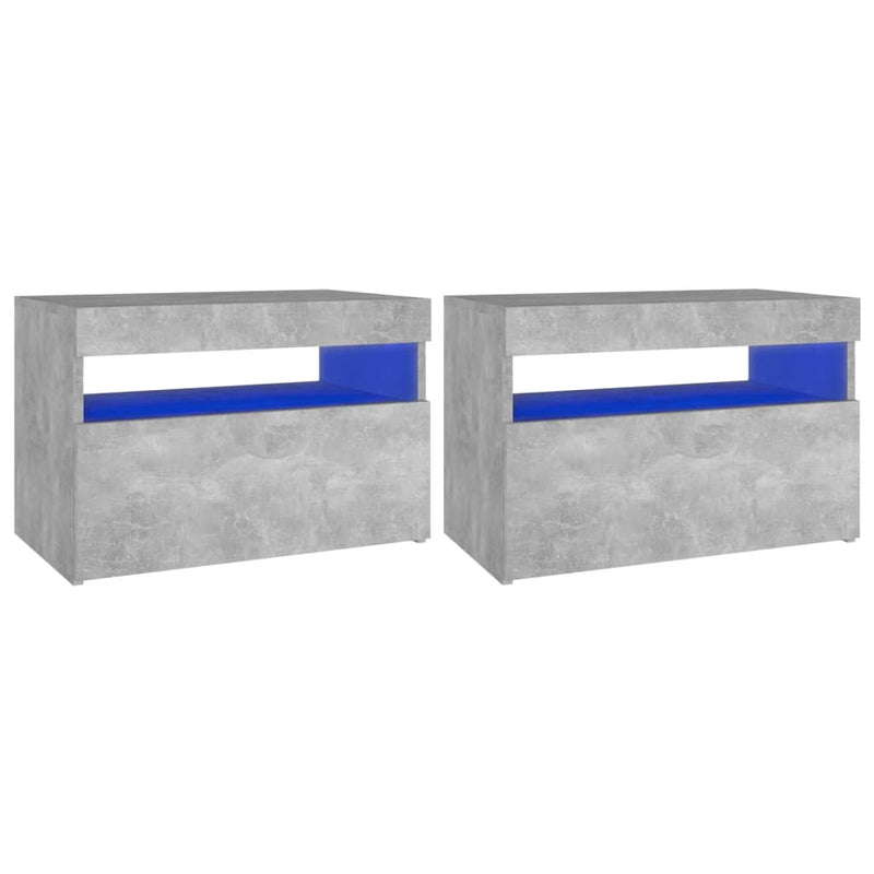 Nachtkastjes 2 st met LED-verlichting 60x35x40 cm betongrijs MeubelReus